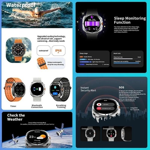 Smart Watch Ultra 7 Waterproof Fitness Tracker Free Shipping From Florida - Photo 6 sur 9