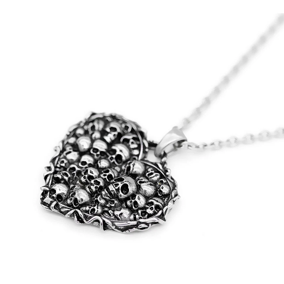 Skulls Heart Pendant Necklace Captivated Souls Stainless Steel Jewelry Controse - Image 3 of 4