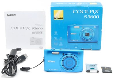 MINT w/Box] Nikon Coolpix S3600 Blue 20.0MP Digital Camera 8x zoom 