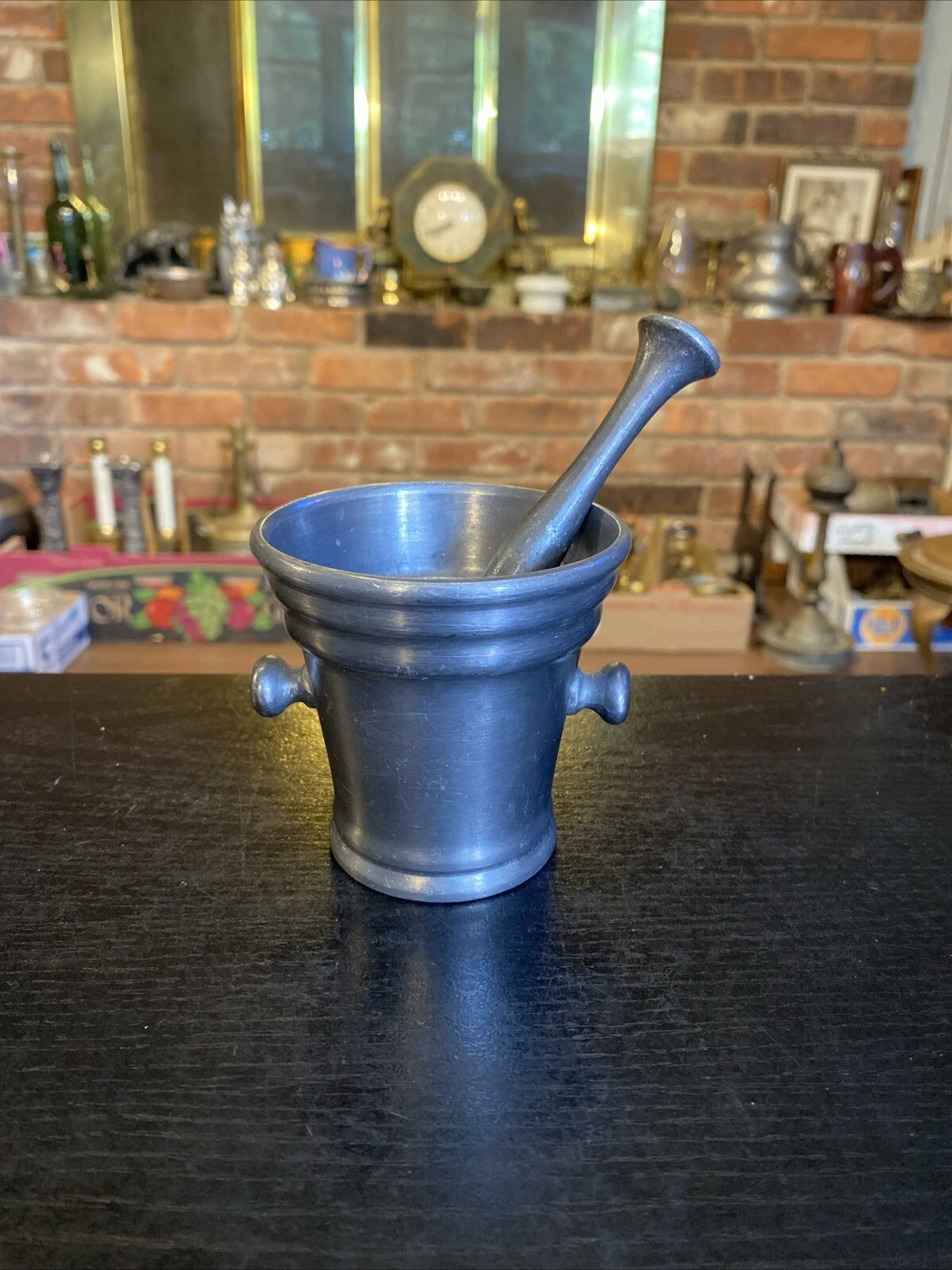 Small Vintage Pewter Mortar & Pestle