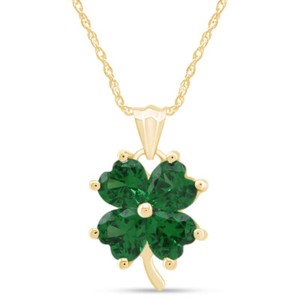 Authentic Four-Leaf Clover Pendant Necklace 18" 14K Yellow Gold Plated Sterling Silver