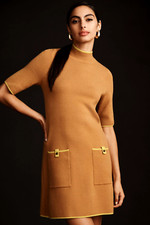 New Maeve the Annelise Mock Neck Mini Sweater Dress Cedar Sz M NWT Free Shipping