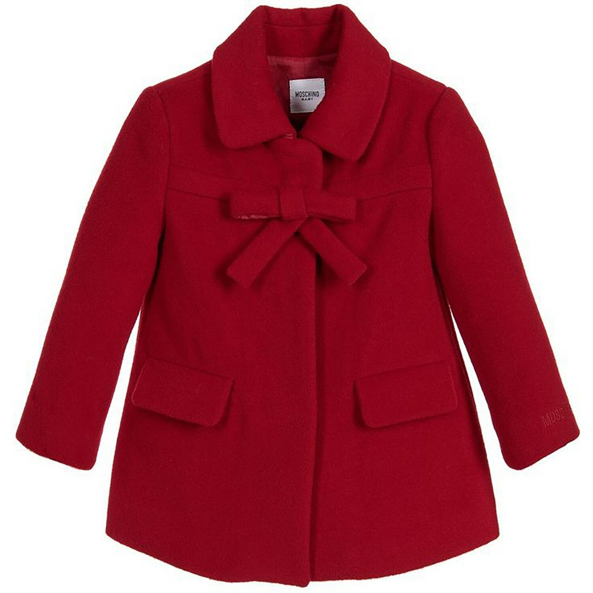 Moschino Baby Girls Red Wool Coat Baby Jacket with Snaps Designer