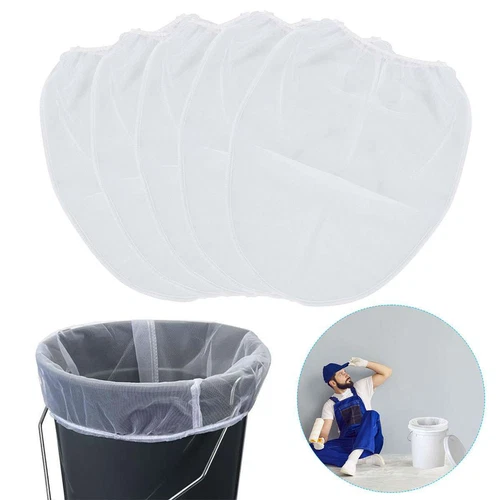 5 Pieces Paint Strainer Bags 5 Gallon White Fine Mesh Filters Elastic Opening