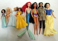 Vintage Lot of 8 Mixed Size Dolls Disney Princesses 6" and 12" Bonus JPI Doll 6"