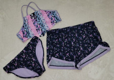 Wonder Nation Girls Large 10-12 Lavender Bikini Shirts Matching Swimsuit Set