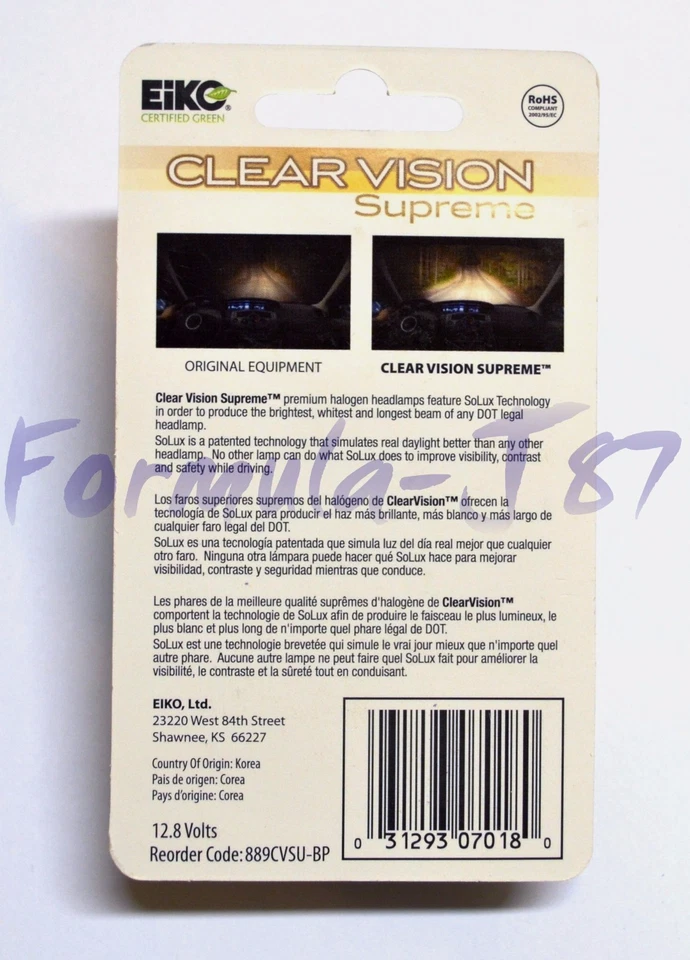 Eiko ClearVision Supreme 889 Dos Bombillas Luz Delantera Señal de Giro Respaldo Reverso Foto 2 de 4