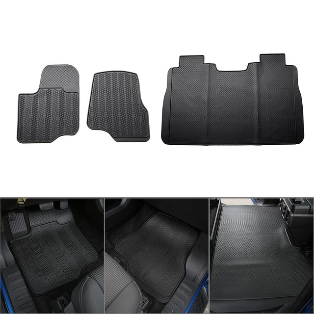 Black Rubber All Weather Floor Foot Mat Fit Ford Raptor F150 2015 2016
