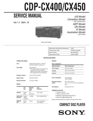 Sony CDP-CX400 CD Player Service Manual