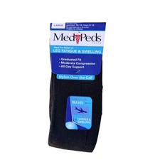 2 Pair MedPeds Compression Health Circle Diabetic Socks Black Large Cotton