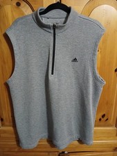 Adidas Golf Mens Vest Large Gray Performance 1/4 Zip Pullover Activewear EUC