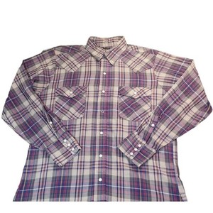 Chemise Western Saddle King Homme XL - Manches Longues, Rouge à Carreaux, Flanelle, Boutons Nacrés - Occasion