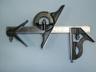 Vintage Starrett No. 4 12" Combination Square Set 4 pc Scribe Machinist