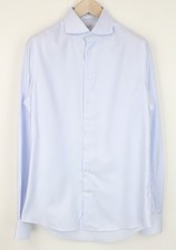 SUITSUPPLY Men's Formal Shirt 40L/15.75L Blue Striped Cotton Extra Slim Cutaway