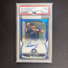2023 Bowman Draft - Chrome Prospect Autographs Colt Emerson Blue Refractor /150