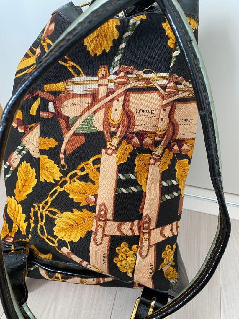 Old LOEWE Unisex Scarf Pattern Drawstring Bag Bac… - image 5