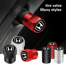 Honda Tire Valve Caps Set Of 4 Dust Covers Black Silver Red