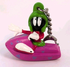 VTG Looney Tunes Marvin The Martian On Pink w/ Hearts Jet Ski Keychain / Clip