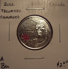 A Canada Elizabeth II 2012 Tecumseh Colourized 25 Cents - BU