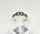 Charles Winston Vintage Sterling Silver Black Onyx Marcasite Ring Size 8
