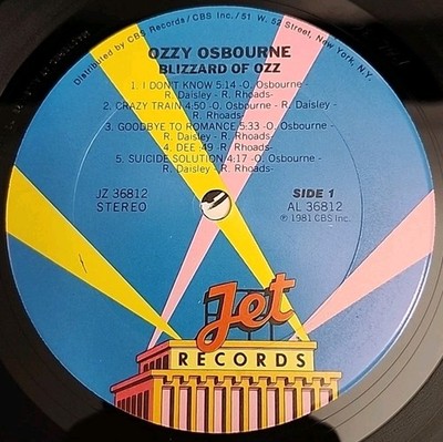 Blizzard of Ozz by Ozzy Osbourne (Vinyl, Mar-1981, Jet Records