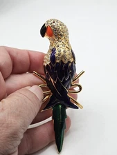 Berebi Limited Edition  Rhinestone And Enamel Parrot Brooch