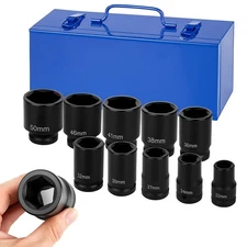 1" Inch Drive Deep Impact Socket Set, 10 Pieces Chrome Molybdenum Steel Socke...