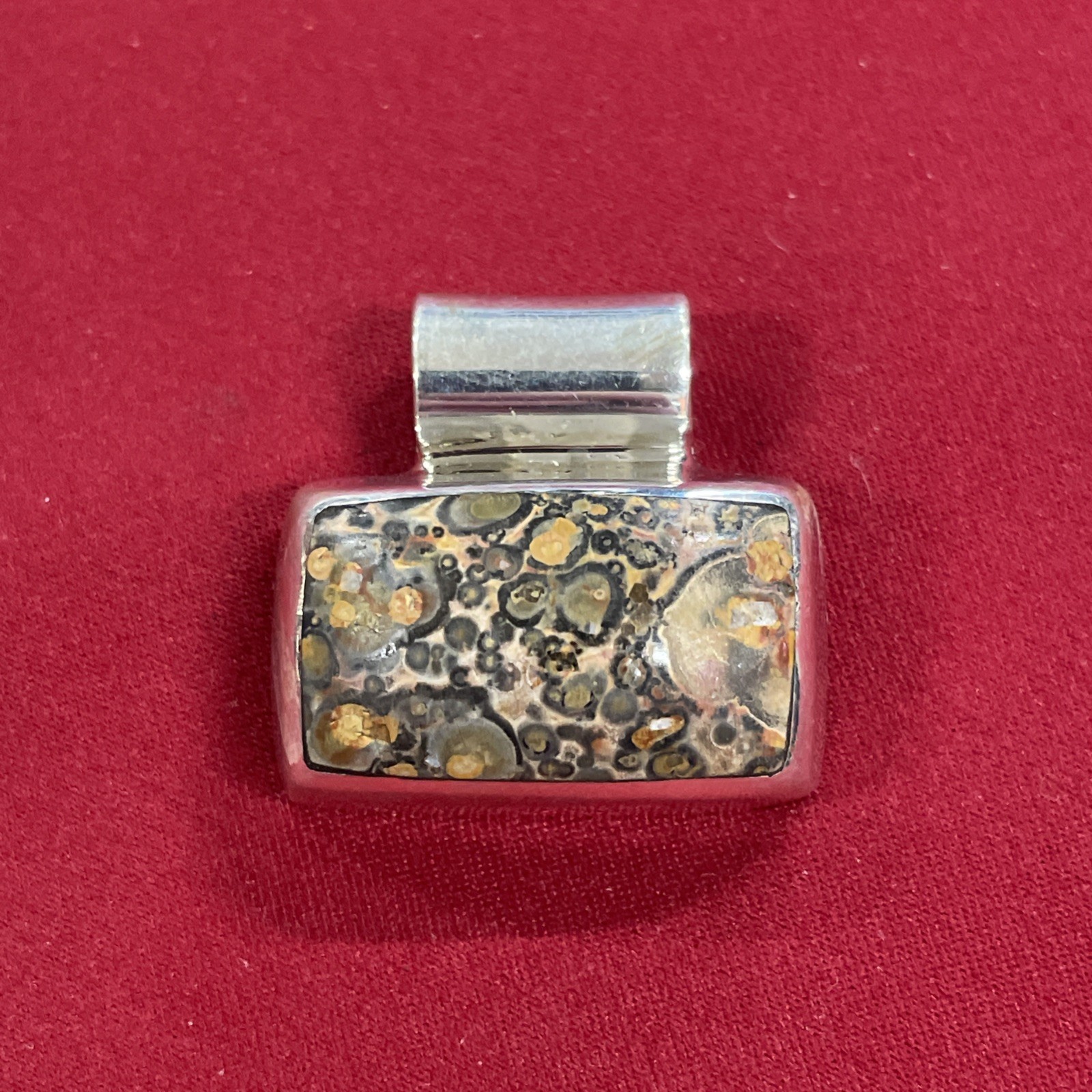 Sterling Silver 925 Rectangular Leopard Skin Jasp… - image 1