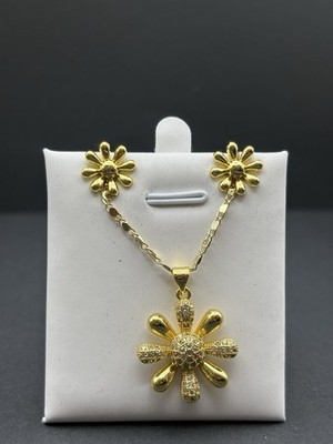 Set De Cadena Y Aretes Oro Chapado 14k