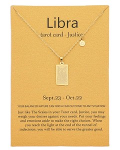 Authentic 14k Gold Plated Libra Necklace Justice Tarot Card Constellation Jewelry Birthday