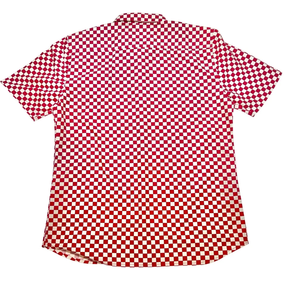 Vans Off The Wall Button Up Shirt Short Sleeve Red And White Checkered New - Image 2 of 4