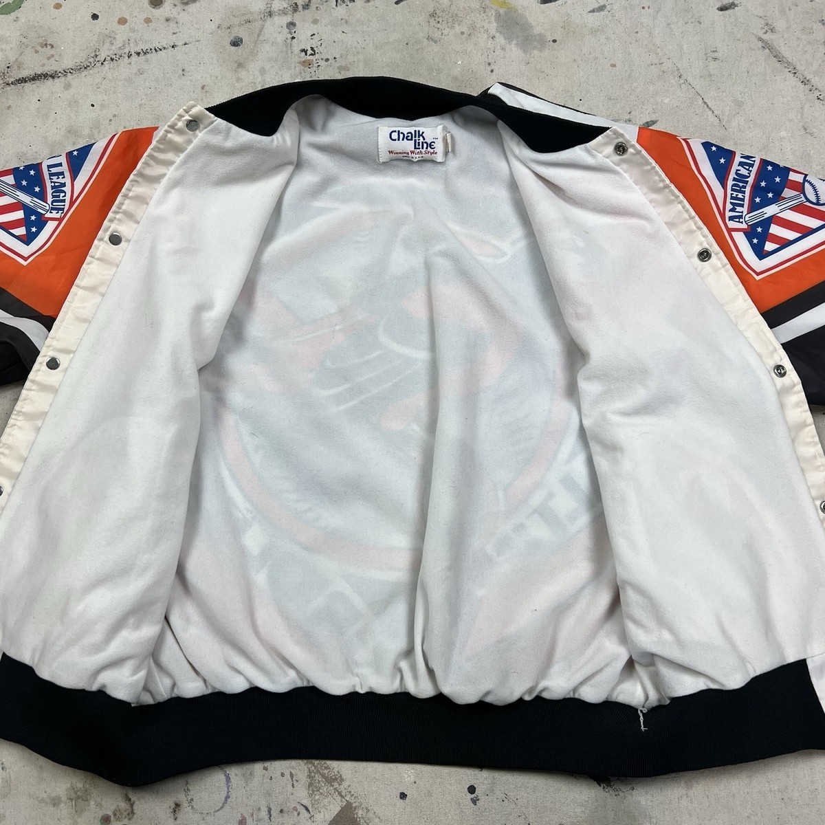 Vintage 90s Chalk Line Baltimore Orioles Fanimation Bomber Jacket Mens Large View 5