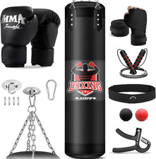 Punching Bag Set for Adults, 4FT Heavy Boxing Bag Set with 12 OZ Boxing Gloves,