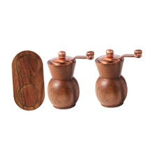 Image of Wood Salt Mill Set Multipurpose Adjustable Coarseness Manual Mill Refillable
