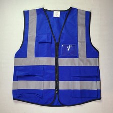 Blue High Visibility Safety Vest Size S W/ Pockets New