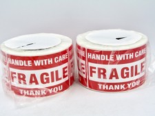 2 Rolls 500 FRAGILE Stickers 3 x5 Label Sticker Handle With Care 500/roll