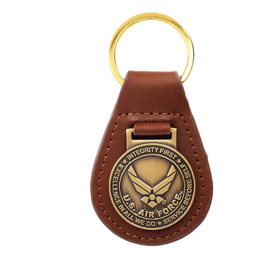 AIR FORCE CHALLENGE COIN LEATHER FOB KEY CHAIN