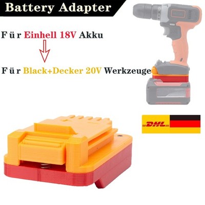 Adapter für Einhell 18V Li-ion Akku auf für Black+Decker 20V Kabellose Geräte DE