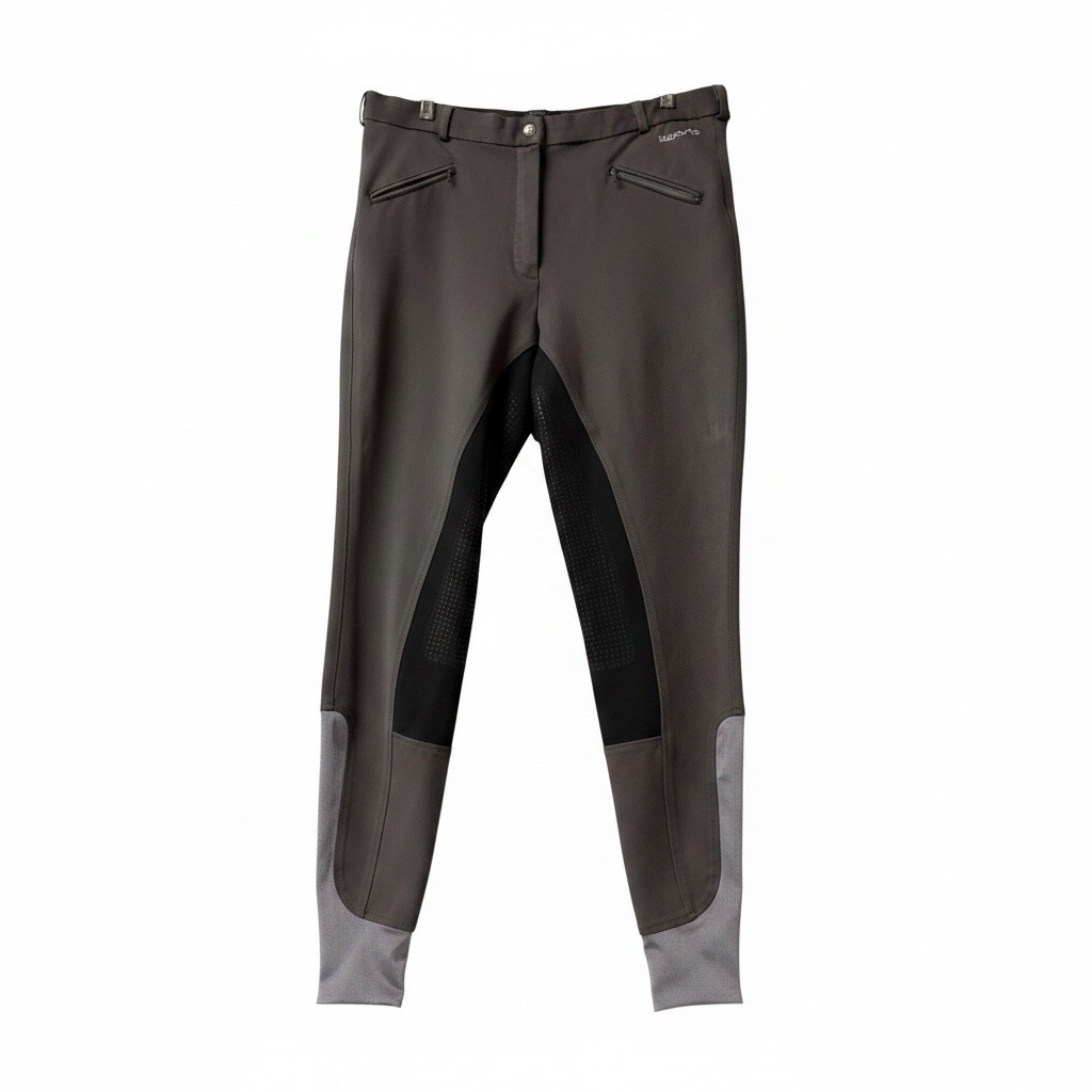 Buckwild Breeches Equestrian Horse Riding Pants Women’s Sz 36 Gray/Black Stretch
