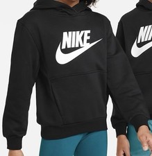 NEW Nike Girls Sportswear Club Fleece Big Kids' Hoodie Size M Black