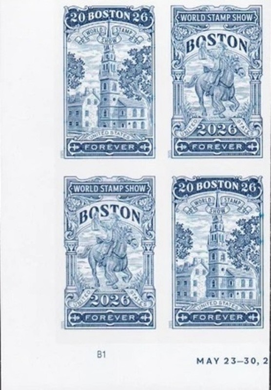 U. S. Plate Block SC 6029-30 Boston 2026 Stamp Show MNH PL B1 2025
