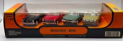 New Ray 48405 4x Mercedes Benz Diecast Cars Roadstar300SL 280SL 350SL 600SL 1:43
