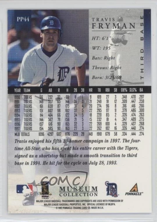 1998 Pinnacle Museum Collection Travis Fryman #PP44 - Image 2 of 2