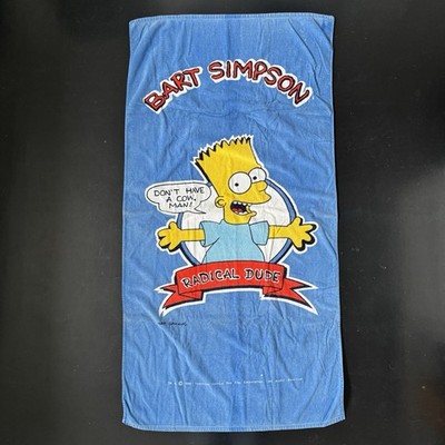 Vintage 1990 Bart Simpson Beach Pool Towel Don t have a Cow Man 90s The Simpsons