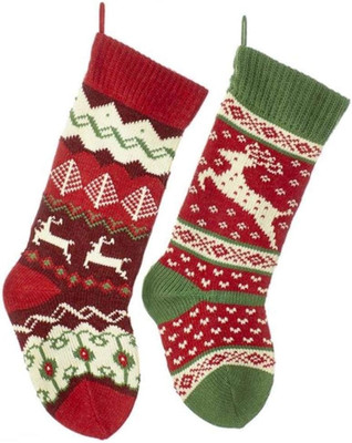 20-Inch Knit Reindeer Stockings 2 Assorted