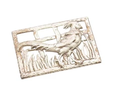 925 Sterling Silver Vintage Brooch Antique Carved Coro Bird Frame Pin  BP11838