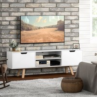 Homcom Tv-Schrank, Fernsehtisch FüR Fernseher Bis Zu 65 Zoll, Lowboard Weiß