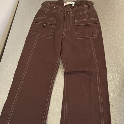 Roxy Girls Cargo Pants Brown Cotton Elastic Waist Size 6