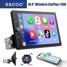 1 DIN 10.4" Wireless Apple Carplay Car Stereo Head Unit Rotatable Screen Radio