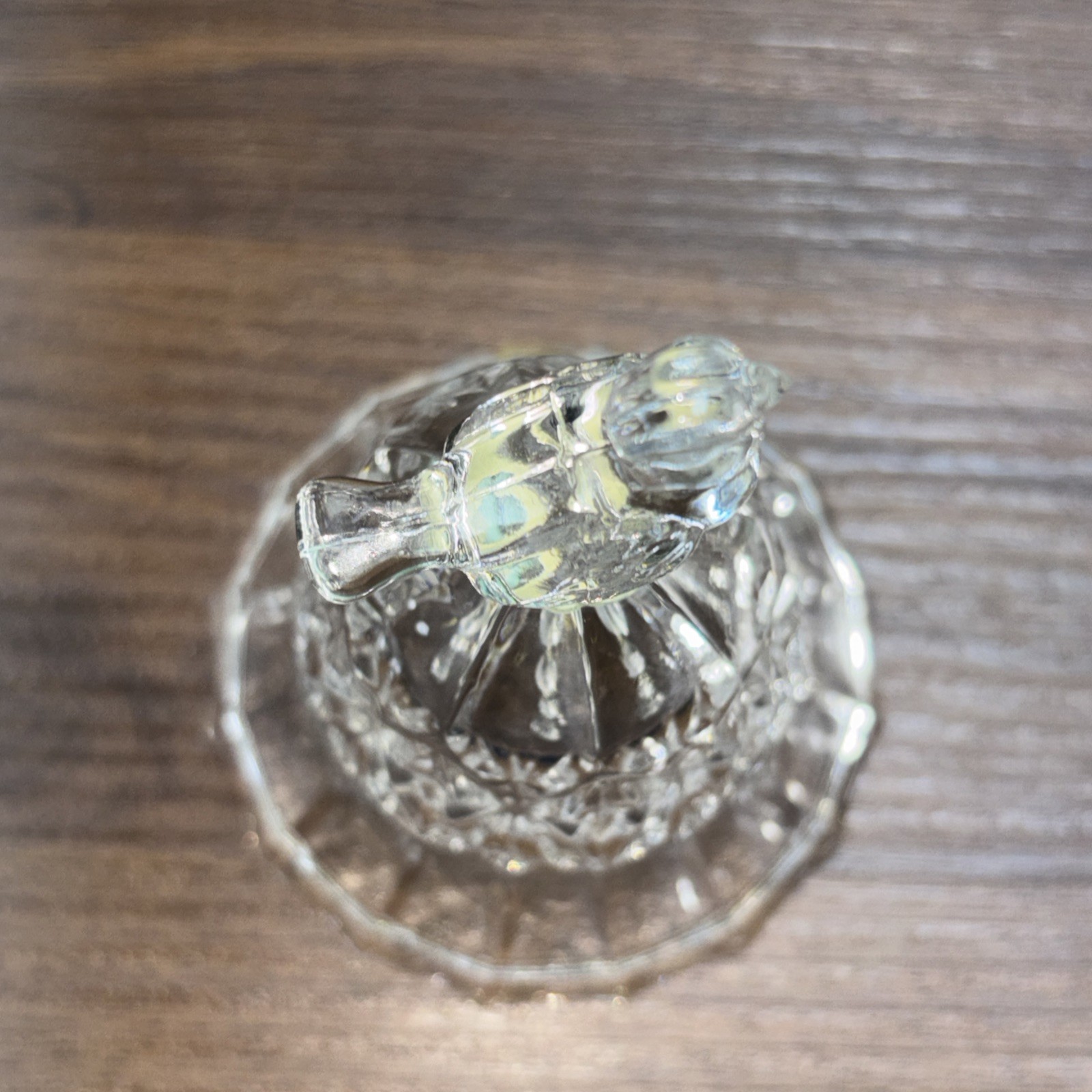 Vintage Bird Handle Clear Glass 24% Lead Crystal  Dinner Bell Cut